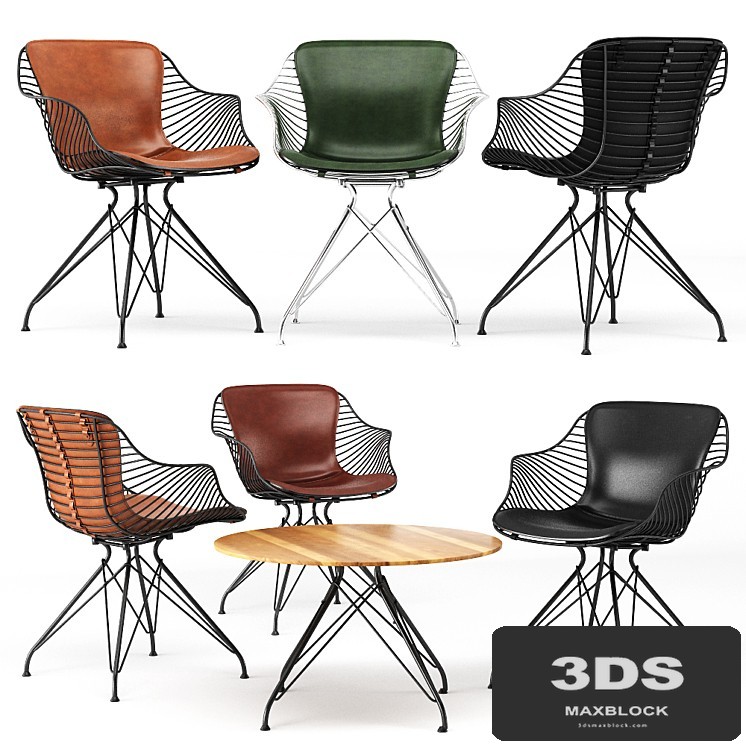 Wire Dinning Chair, Wire Coffee Table