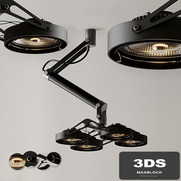 Ceiling Light Modular Nomad 4x AR111 GI Black and Silver