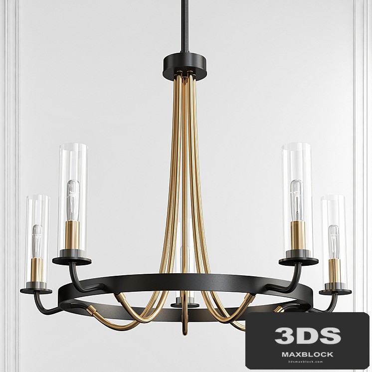 Kearney Vintage Black with Warm Brass 5 Light Chandelier by Savoy House