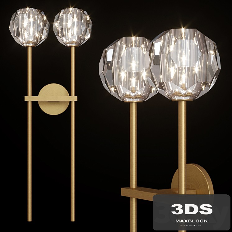 Restoration Hardware BOULE DE CRISTAL GRAND DOUBLE SCONCE Brass