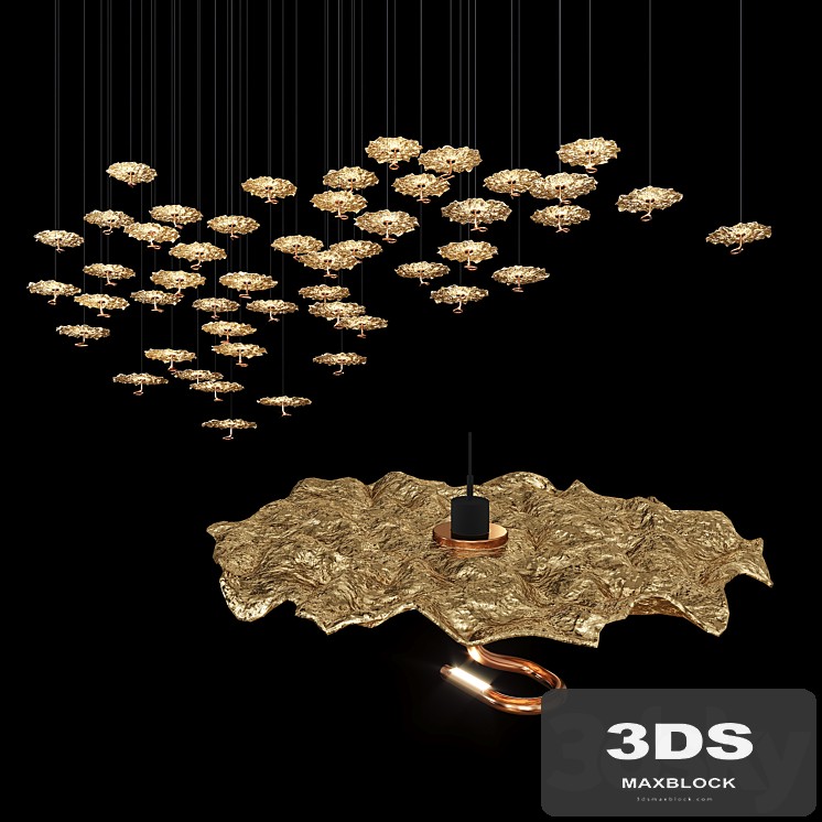 Gold moon chandelier