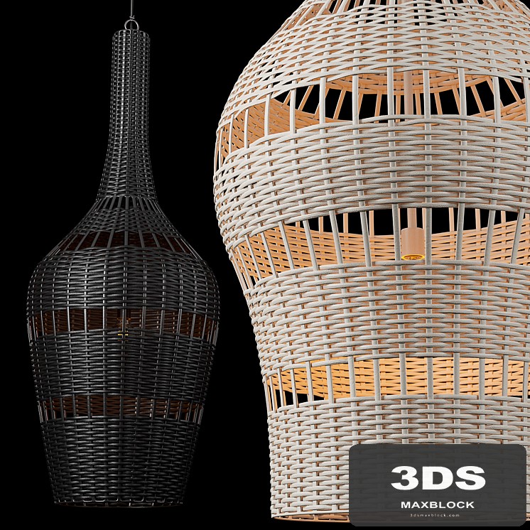 RH Montauk rattan teardrop pendant