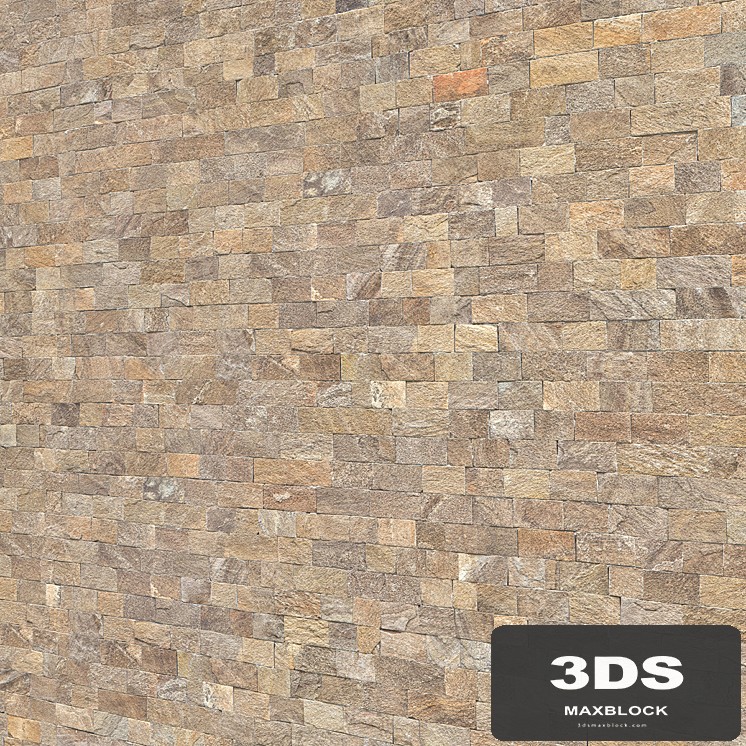 Travertine Stone brick mosaic Wall (outdoor-indoor) with 6K High Resolution Tileable Textures Corona & Vray