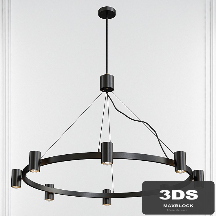 Kempton Matte Black & Satin Brass 8 Light Chandelier by Elk Lighting