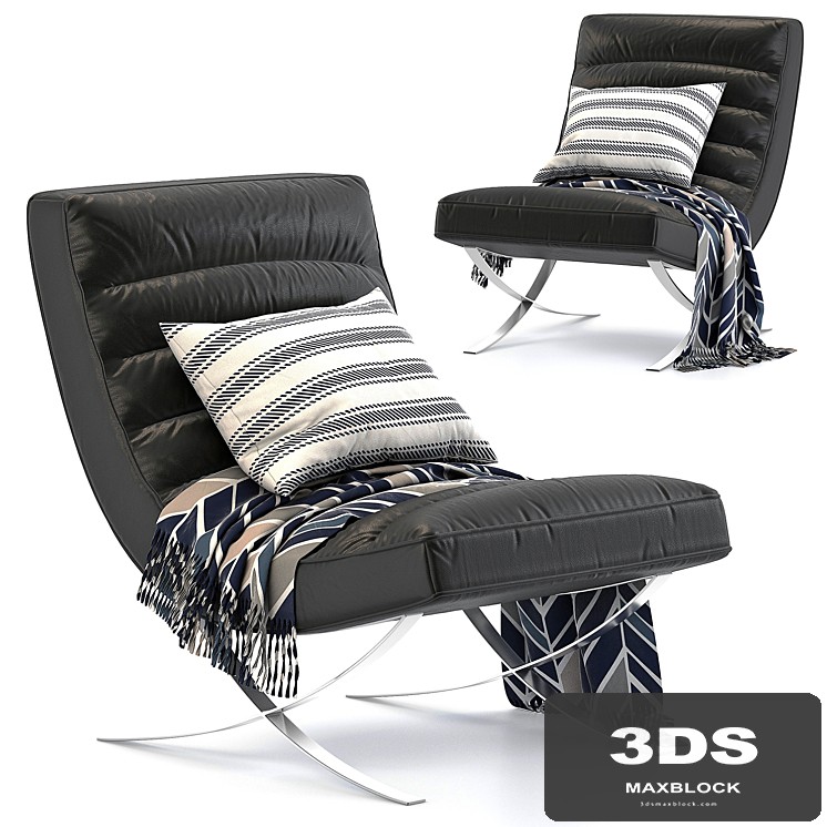 Cassino lounger black leather chair