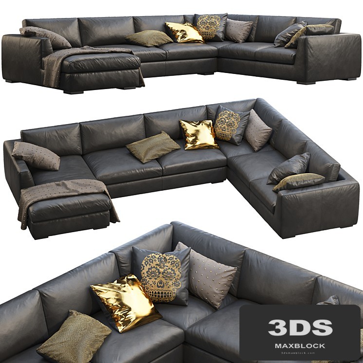RH Modena Taper Arm U-Sofa Chaise Sectional Sofa