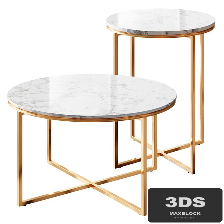 Marble Gold Tables Set