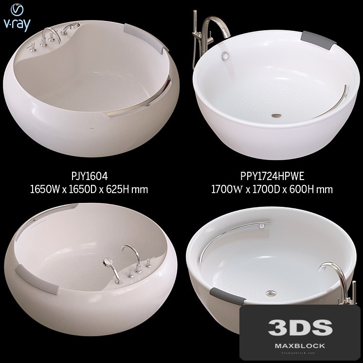 TOTO bathtub, faucet: PJY1604, PPY1724HPWE, TBS02202B, TBP01301B