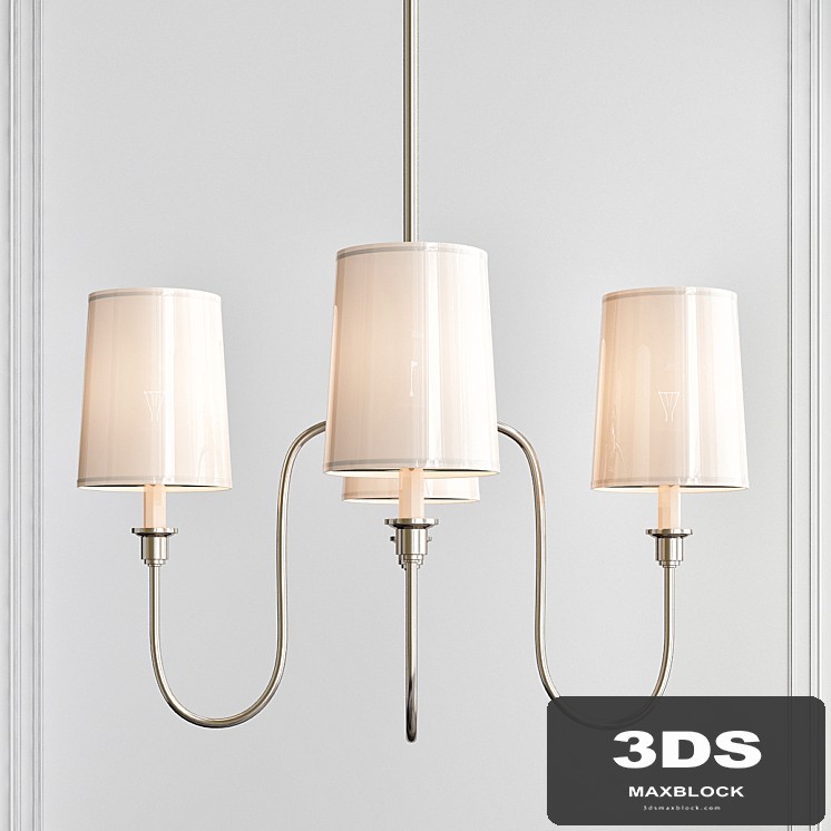 Vendome Small Chandelier in Polished Nickel with Natural Paper Shades