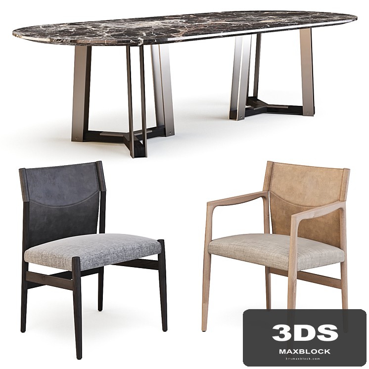 Porada: Dining Set (Table - Shibumi Ovale and Chairs - Sveva)