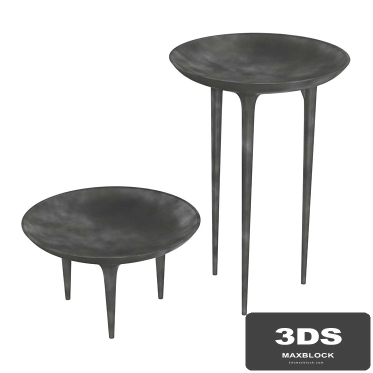 Rick Owens French Cast Bronze Tall and low Brazier Side Table Nitrate Patina