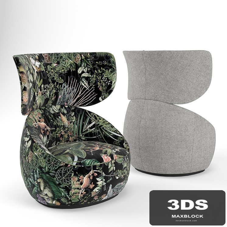 Hana Armchair Menagerie of Extinct Animals Velvet
