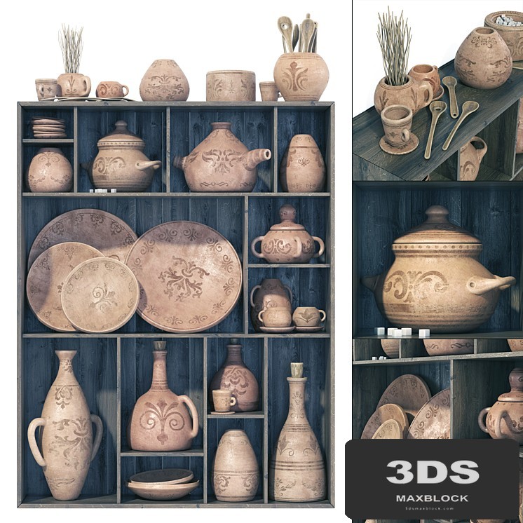 Dishes clay pattern n1 / Rack Clay crockery with patterns