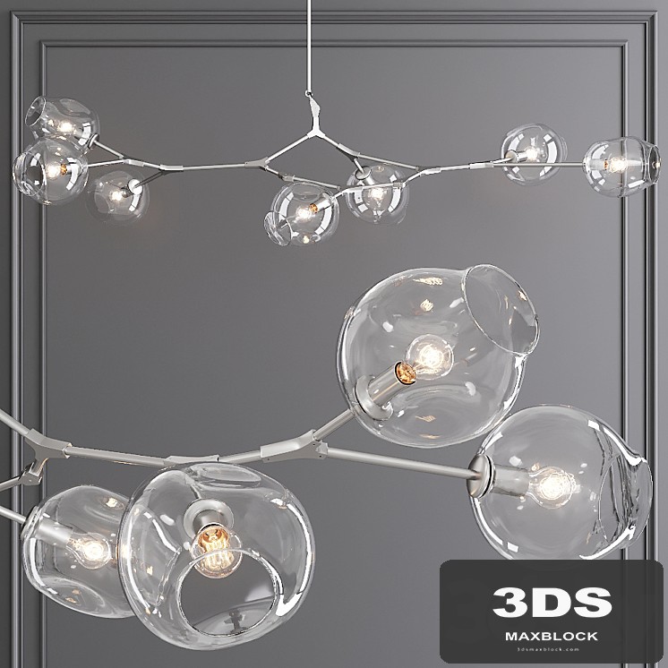 7-globe Branching Bubble Satin Nickel and Clear Glass