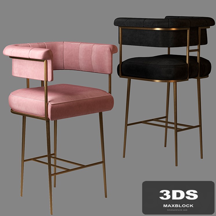 Astrid Gray Velvet Bar Stool