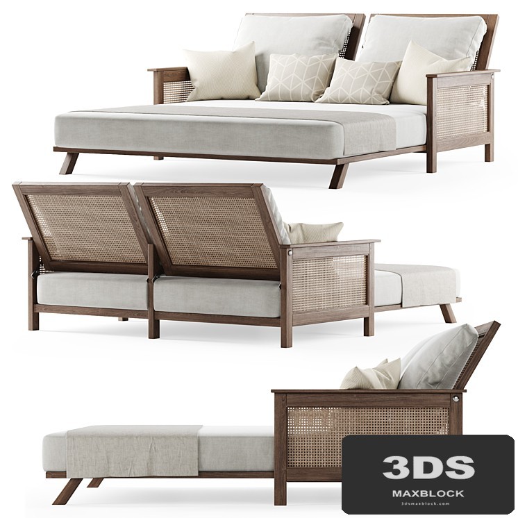 Wooden double daybed