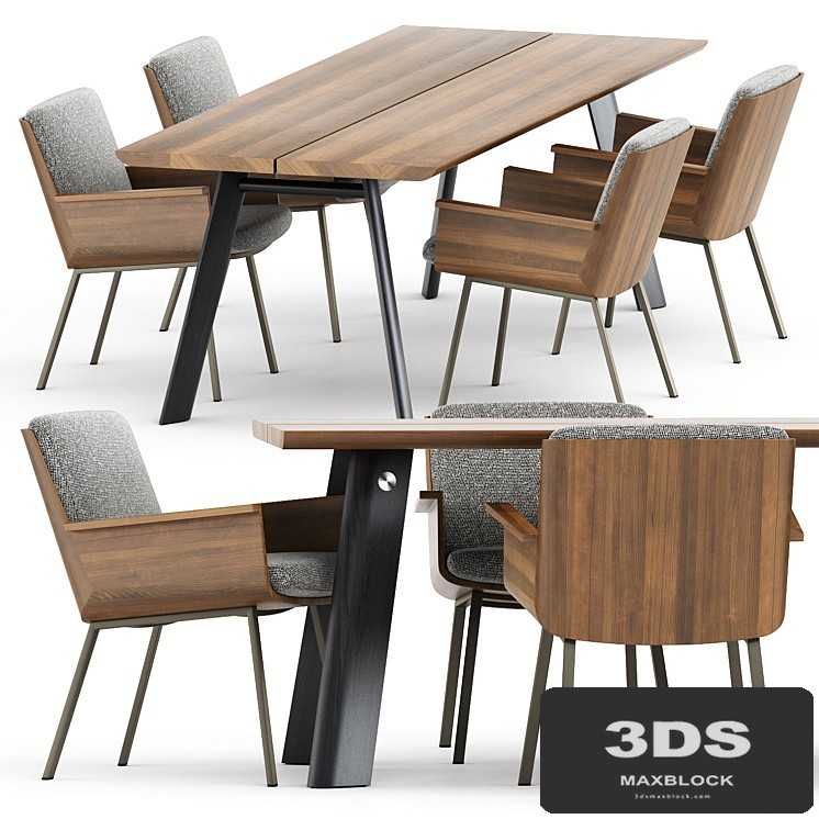 DAIKI LITTLE ARMCHAIR by Minotti and P68 TABLE by more