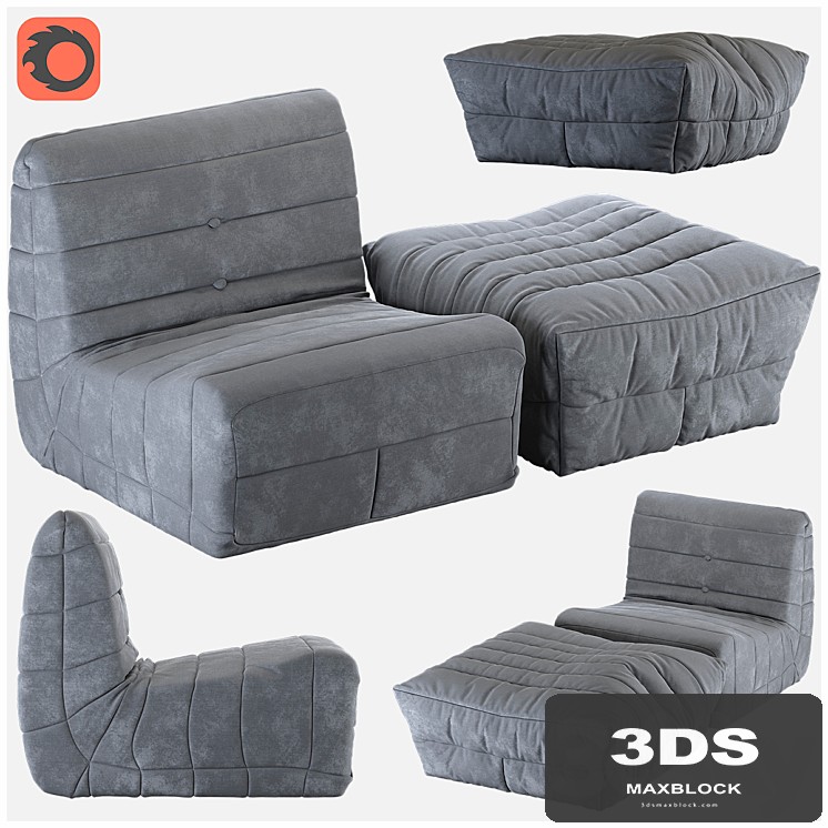 Armchair and pouf French (frameless technology FOAM) - View 1