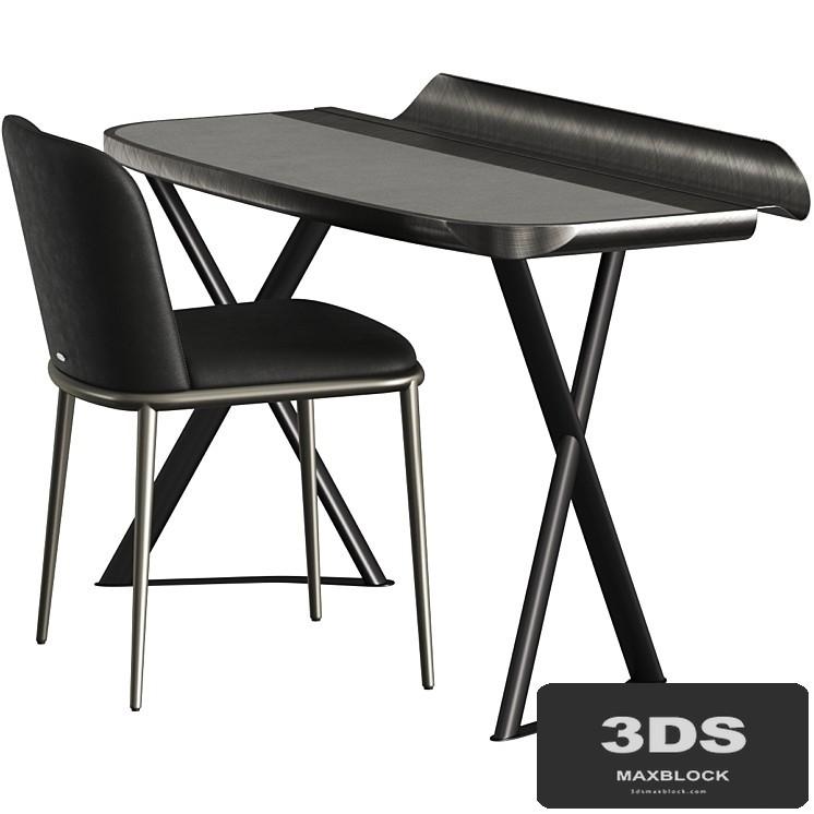 Cattelan Italia Cocoon Leather Desk and Magda Ml Chair