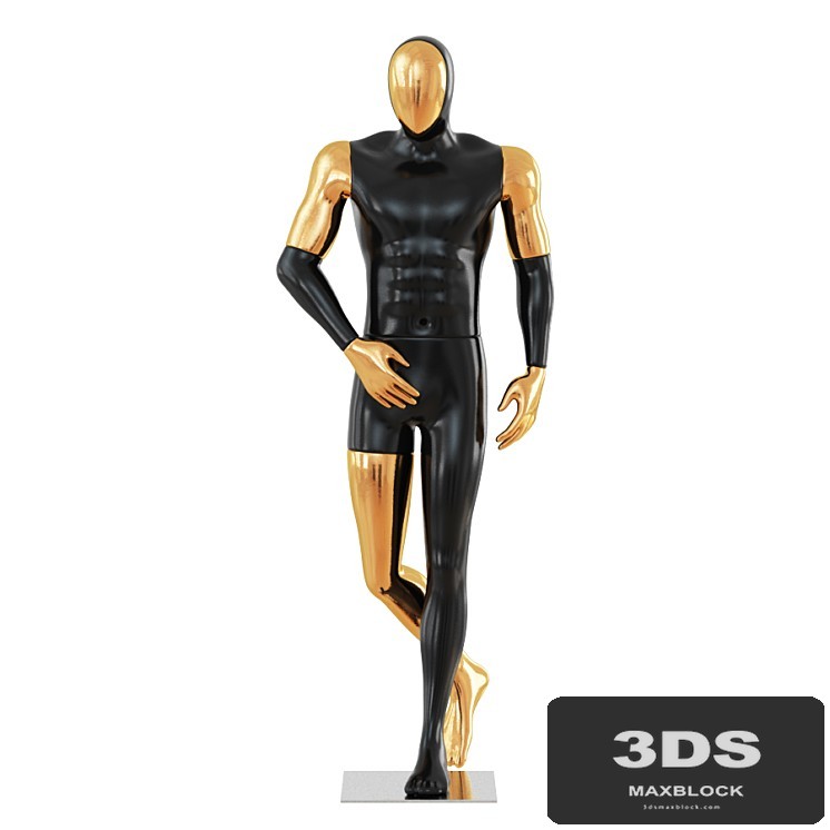 Black Male Mannequin with Gold Face 58