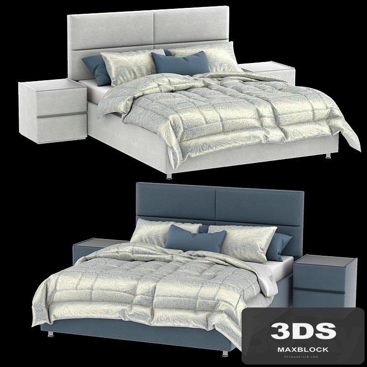 Bed with lifting mechanism ORLANDO and curbstone OSCAR from Askona