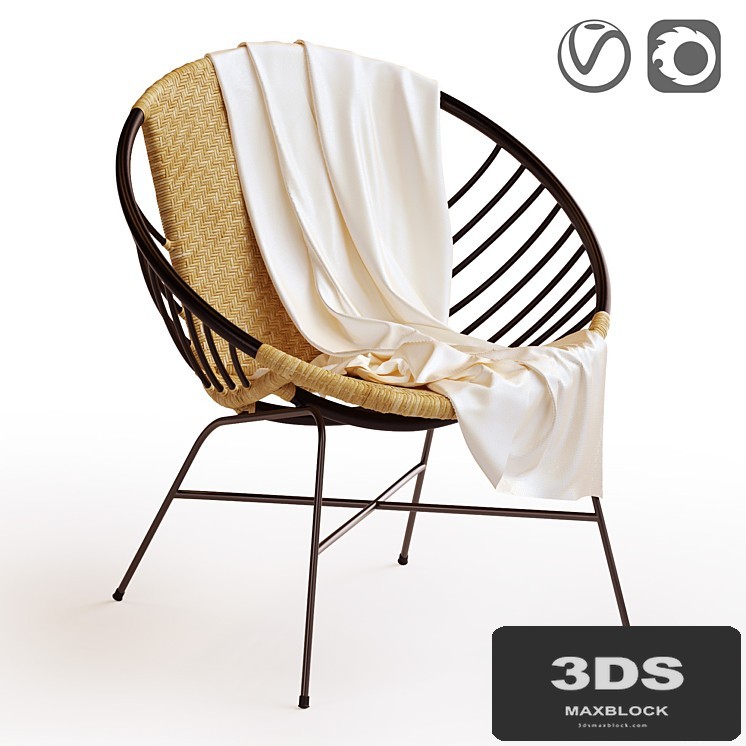 Rattan and metal ball chair, NIHOVE