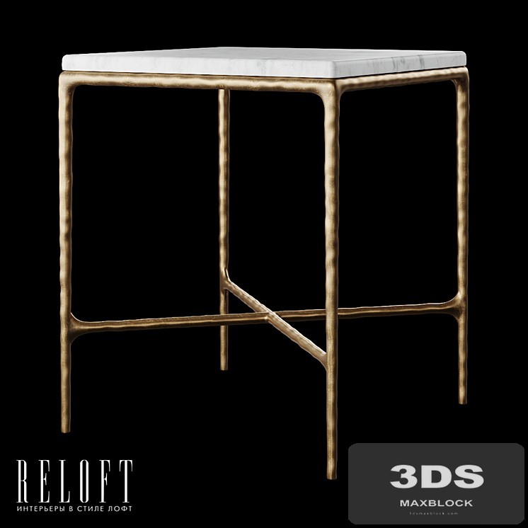 Thaddeus square bedside table in metal and marble
