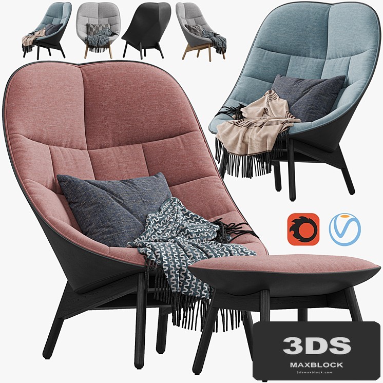 Armchair HAY Uchiwa Lounge Quilted
