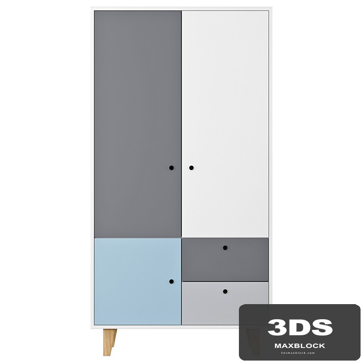 Vox Concept 2 Door Wardrobe in Gray & Blue | Cuckooland