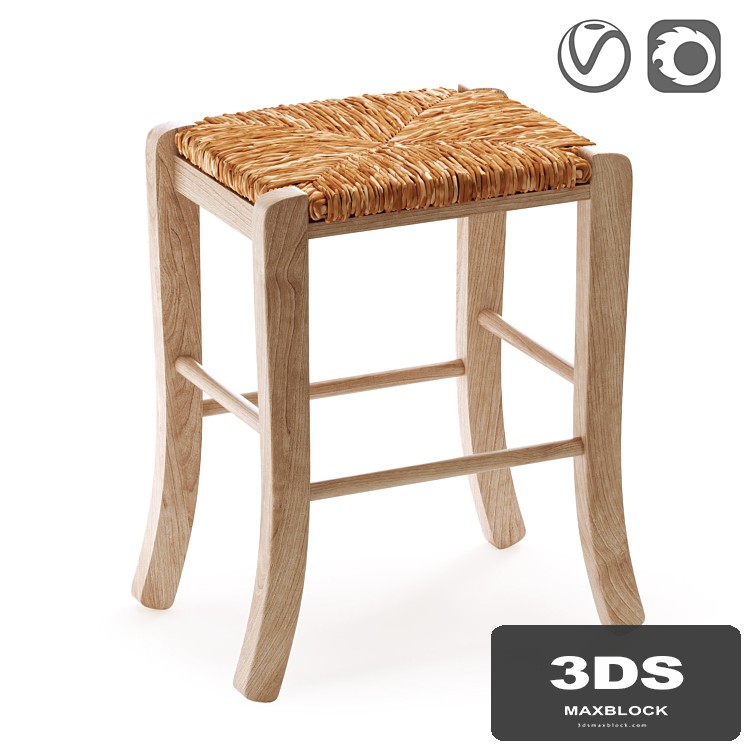 Solid beech stool, Perrine