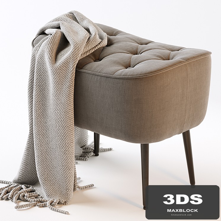 BIRDROCK HOME Tufted Curve Gray Ottoman