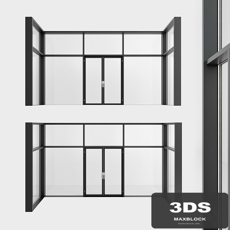 Panoramic glazing. A door. five