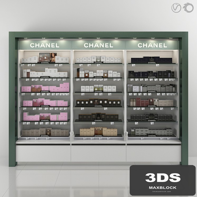 Trade rack with Chanel perfumery (VRay+Corona)