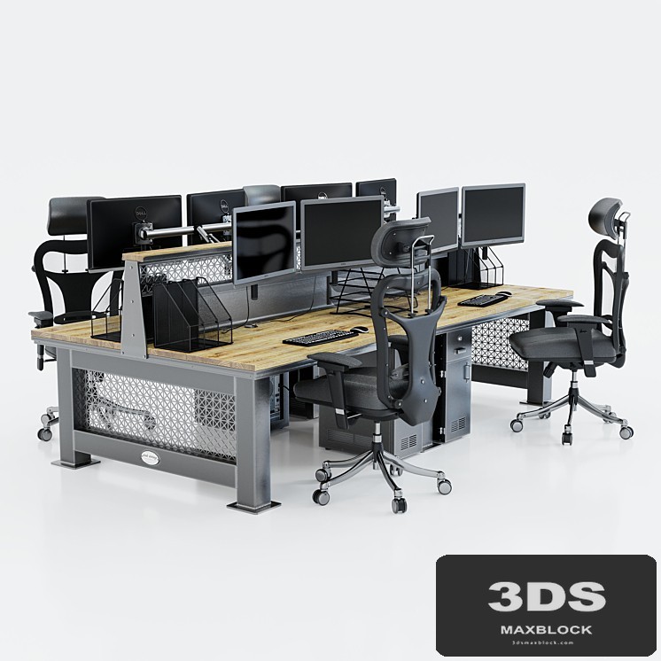 Computer desk for 4 workplaces