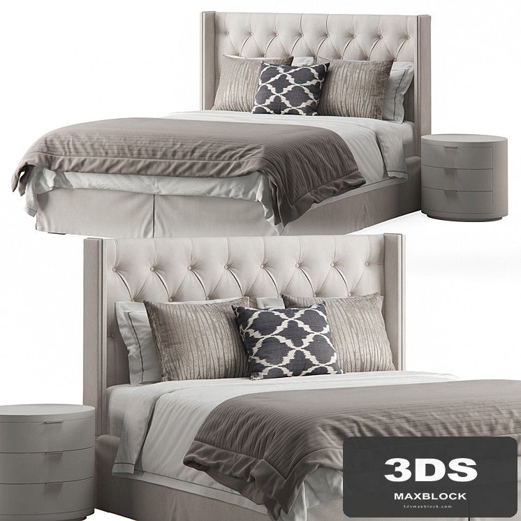 Anson Traditional Diamond Tufted Upholstered Wingback Headboard