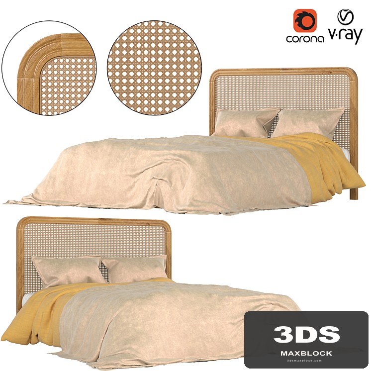 zara home RATTAN HEADBOARD BED