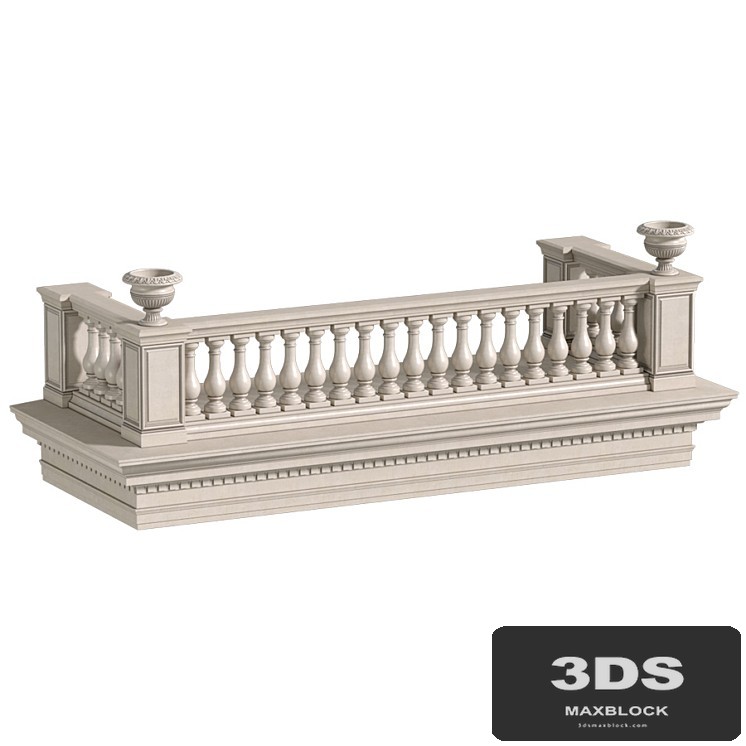Classic balcony with balustrade. Classic balcony balustrade
