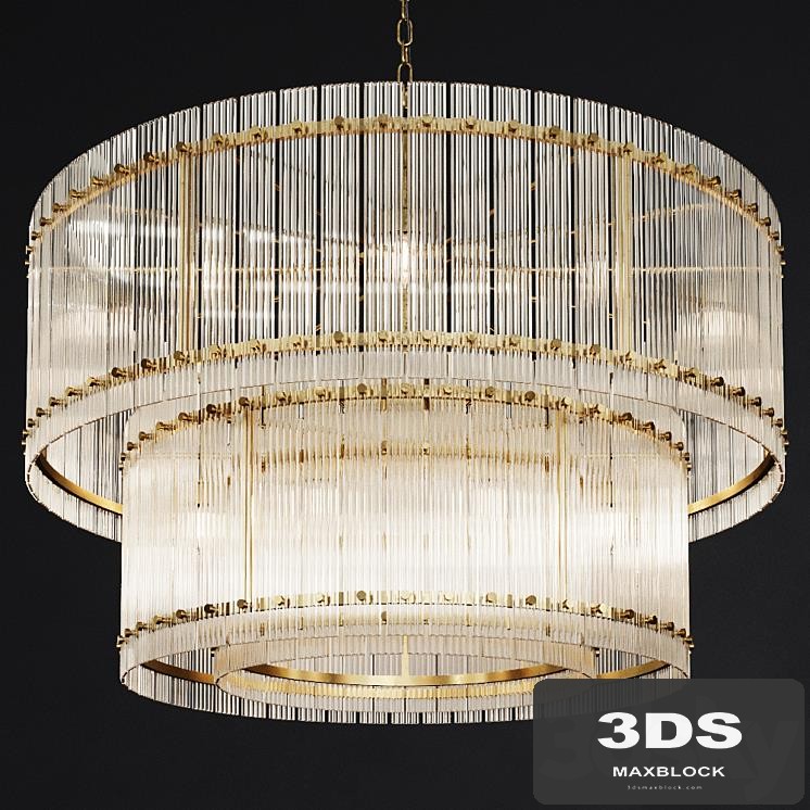 Restoration Hardware SAN MARCO 2-TIER ROUND CHANDELIER 48 Brass