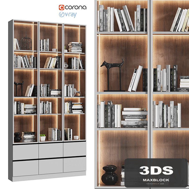 Showcase cabinet with books