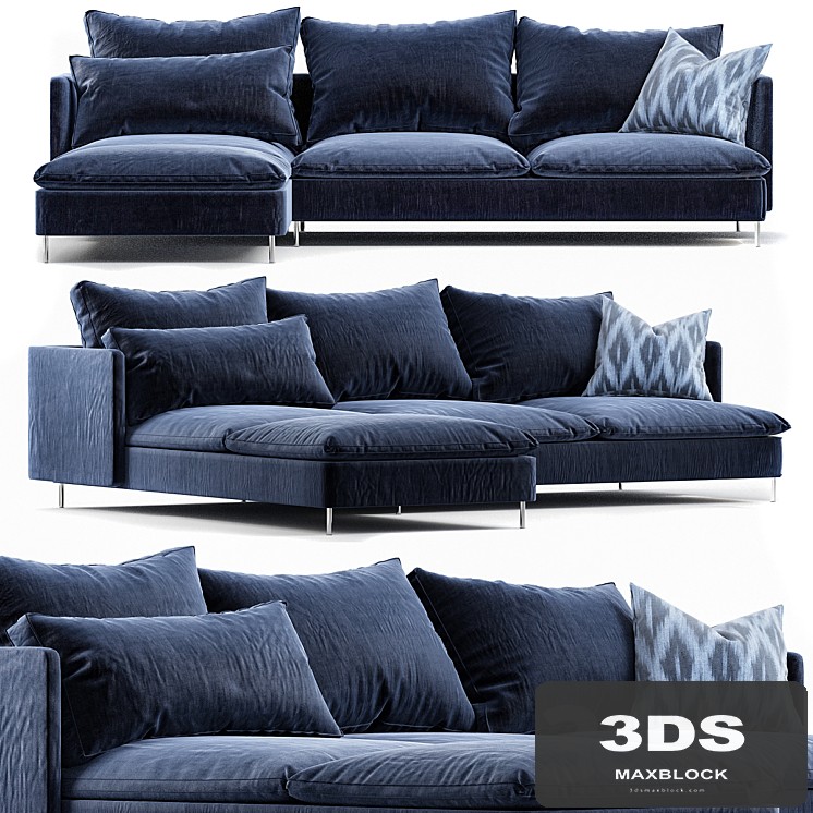 Sectional 4-seat with chaise Samsta dark gray