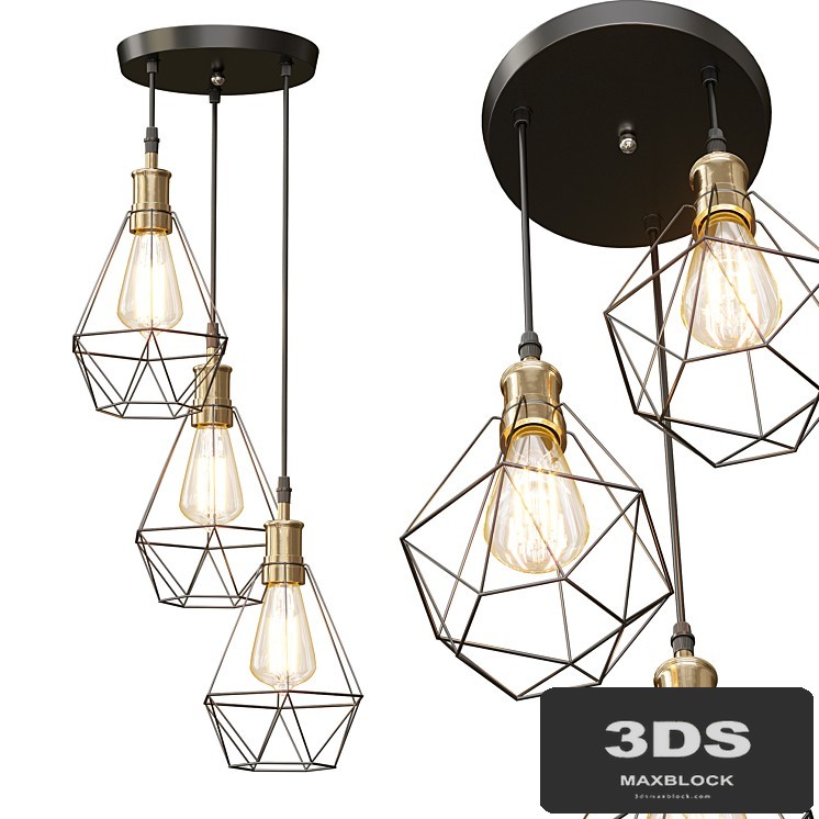 MODERN INDUSTRIAL VINTAGE CAGE PENDANT LIGHT