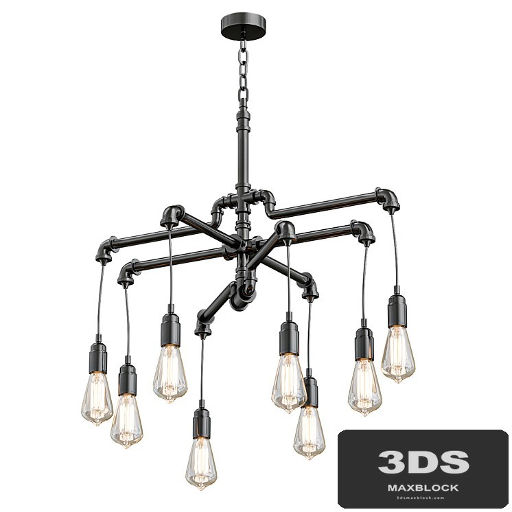 Aged Pipe Chandelier