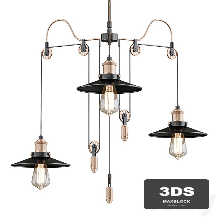 Black 3 Heads Pendant Light