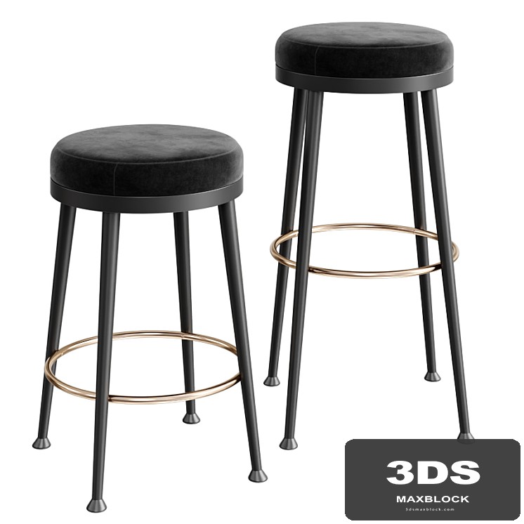 ATLAS BLACK VELVET BAR STOOLS