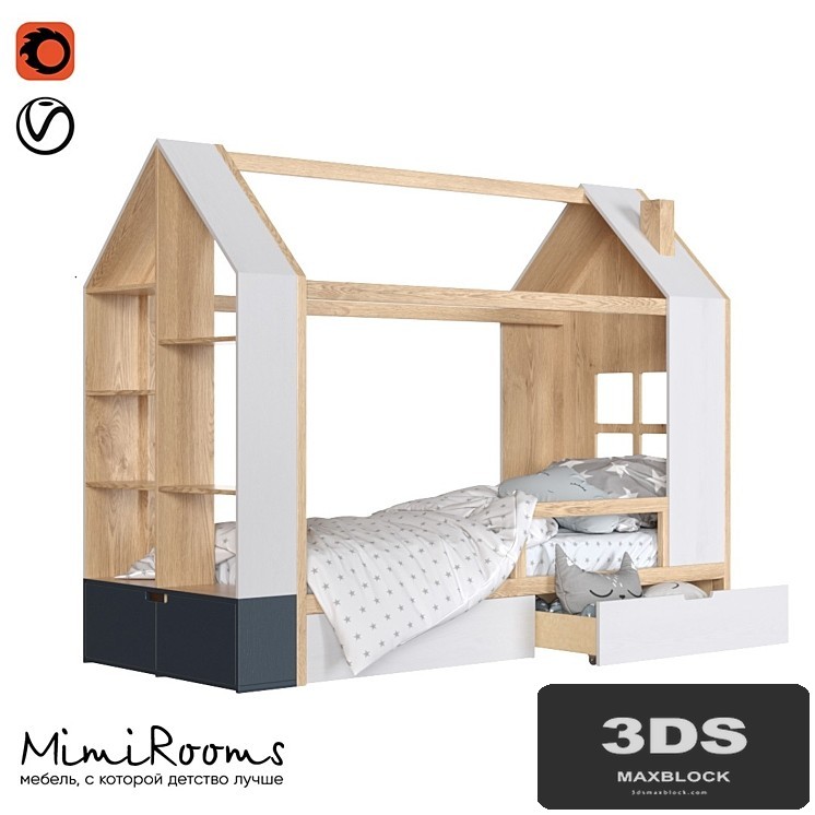 Mi-Mi crib with a rack from mimirooms.ru