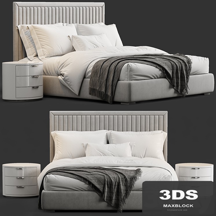 Channel Tufted Headboard Pine Bed