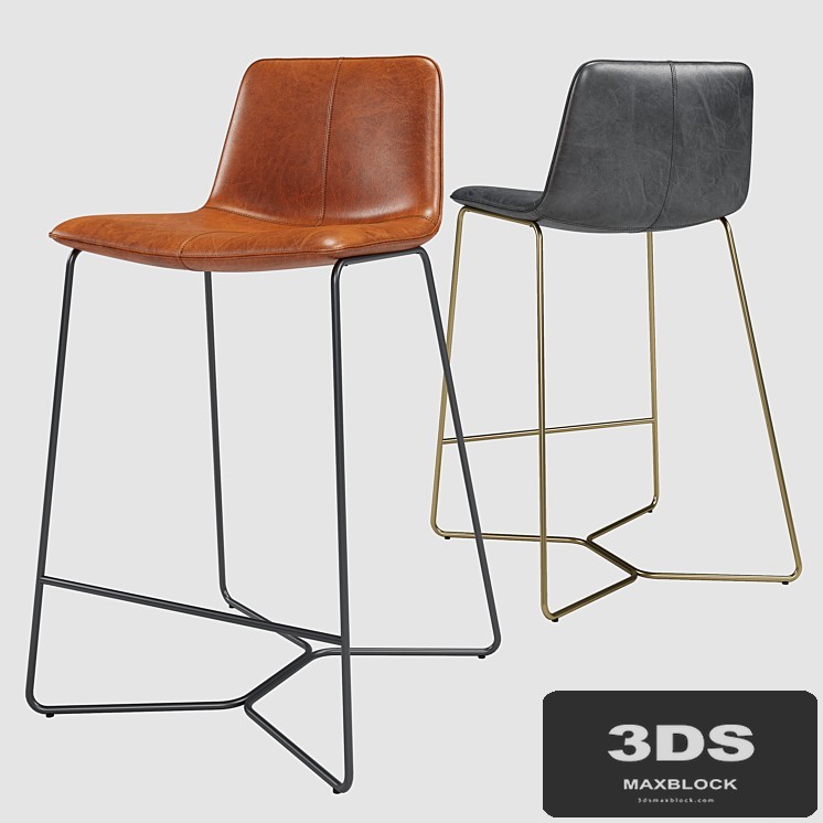 Westelm Slope Leather Bar Stool