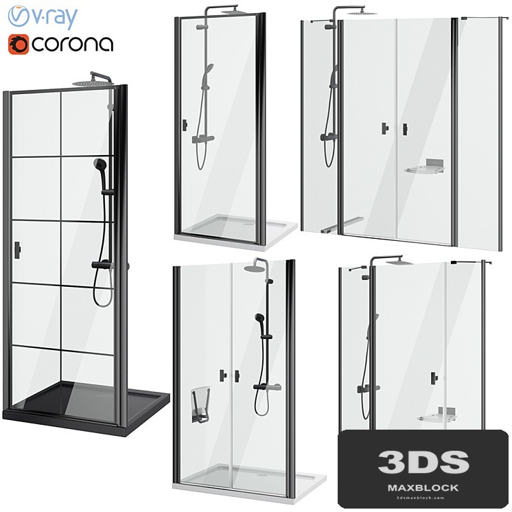 Shower doors Radaway Nes 8 Black set 141