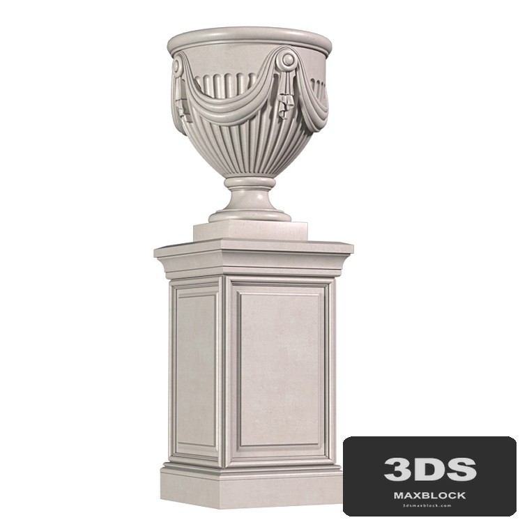 Classic vase on a pedestal for decorating the facade .Classic outdoor vase