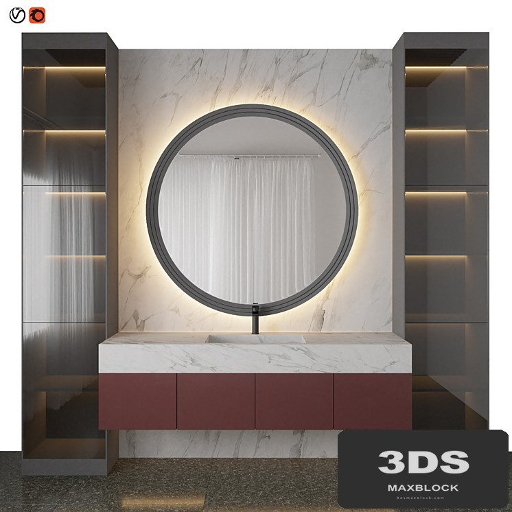 Marble red bathroom